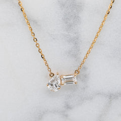 18k Pear Shape & Emerald Cut Diamond Necklace