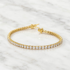 18k Yellow Gold Lab Grown Diamond Tennis Bracelet - 3.28ct