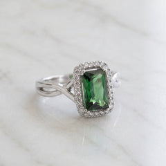 Green Tourmaline and Diamond Cocktail Ring