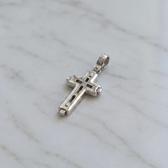 18k White Gold Men's Layered Cross Pendant