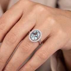 Aquamarine and Diamond Cocktail Ring