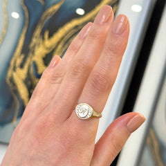 Solid 9k Yellow Gold Initial 'R' Signet Ring
