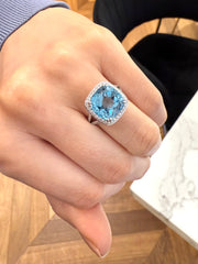 Blue Topaz and Diamond Cocktail Ring
