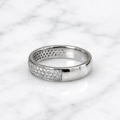 18k White Gold Stackable Micro Pave Diamond Ring
