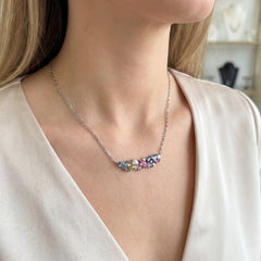 18k White Gold Multi Coloured Sapphire Necklace