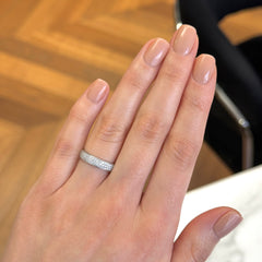18k White Gold Stackable Micro Pave Diamond Ring