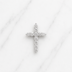 18k White Gold Ladies Lab Grown Diamond Slider Cross Pendant