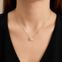 18k White Gold Round Lab Grown 1.00ct Diamond Solitaire Necklace