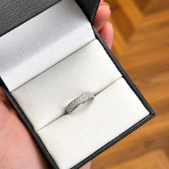 18k White Gold Stackable Micro Pave Diamond Ring
