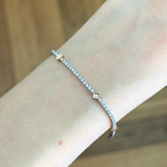 18k White & Rose Gold Diamond ‘Clover’ Tennis Bracelet