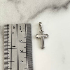 Men's 18k White Gold Matte Finish Orthodox Cross - Small