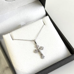 18k White Gold Orthodox Cross Necklace