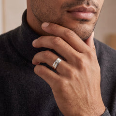 Men's Grooved Diamond Wedding Ring