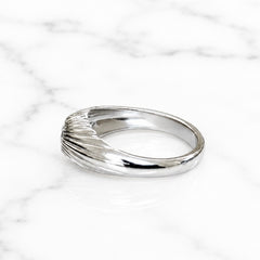 Fluted White Gold Lab Grown Diamond Dome Signet Ring