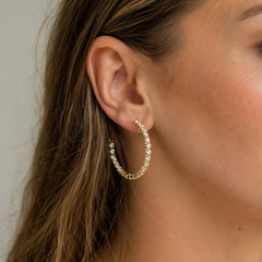 Yellow Gold Inside-Out Lab Grown Diamond Hoop Earrings - 2.44ct