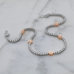 18k White & Rose Gold Diamond ‘Clover’ Tennis Bracelet