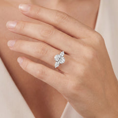 Oval & Pear Diamond Trilogy Engagement Ring