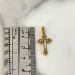 18k Two Tone Solid Orthodox Cross With Crucifix