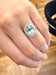 Aquamarine and Diamond Cocktail Ring