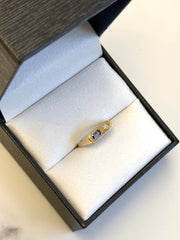 9k Gold Blue Sapphire & Diamond Signet Ring