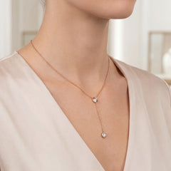 18k Rose Gold Diamond Set Lariat Necklace