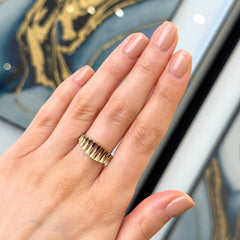 9k Yellow Gold Fluted Dress Ring