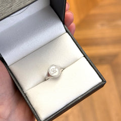 Solid 9k White Gold Initial 'H' Signet Ring