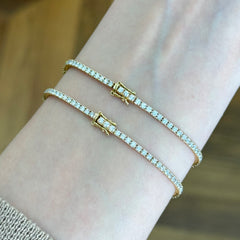 18k Yellow Gold Natural Diamond Tennis Bracelet