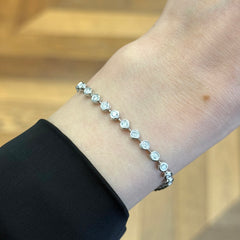18k White Gold Lab Grown Bezel Set Diamond Tennis Bracelet