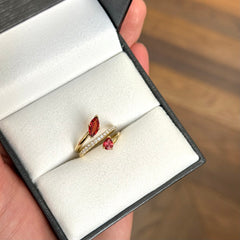 18k Yellow Gold Red Sapphire And Diamond Wrap Ring