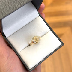 Solid 9k Yellow Gold Initial 'R' Signet Ring
