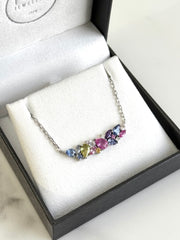 18k White Gold Multi Coloured Sapphire Necklace