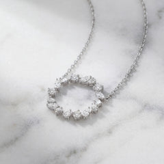 White Gold Mixed Shape Lab Grown Diamond Eternity Pendant & Chain