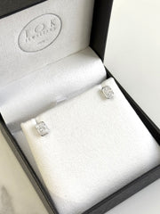 18k White Gold Radiant Cut Diamond Stud Earrings