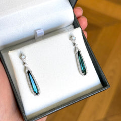 Green Tourmaline & Diamond Drop Earrings