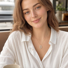 Lab Grown Diamond Initial ‘B’ Pendant With Chain