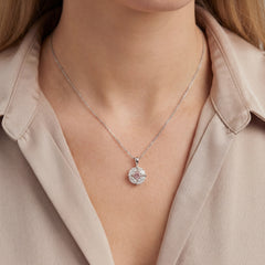 Pink & White Diamond Cluster Pendant & Chain
