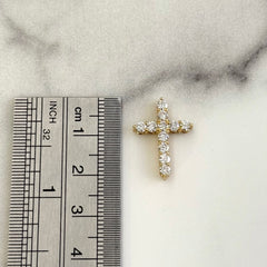 18k Yellow Gold Ladies Lab Grown Diamond Slider Cross Pendant