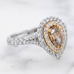 18k White Gold Natural Champagne & White Diamond Ring