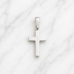 18k White Gold Classic Unisex Cross Pendant