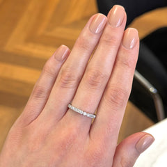 18k White Gold Stackable Milgrain Bezel Set Diamond Ring