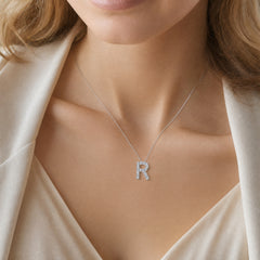 Lab Grown Diamond Initial ‘R’ Pendant With Chain