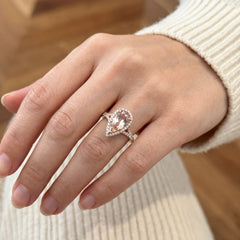 Rose Gold Pink Morganite & Diamond Cocktail Ring