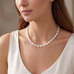 Flat Oval Freshwater Pearl Necklace