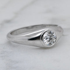 9k White Gold Diamond Signet Ring