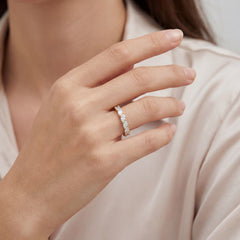 Claw Set Marquise Natural Diamond Wedding Band