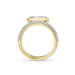 East West Emerald Cut Natural Diamond Engagement Ring