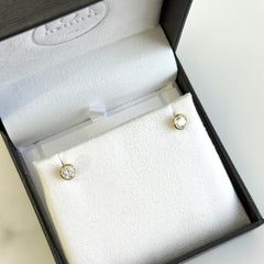 18k Yellow Gold Bezel Set Diamond Stud Earrings