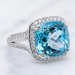 Blue Topaz and Diamond Cocktail Ring