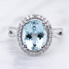 Aquamarine and Diamond Cocktail Ring